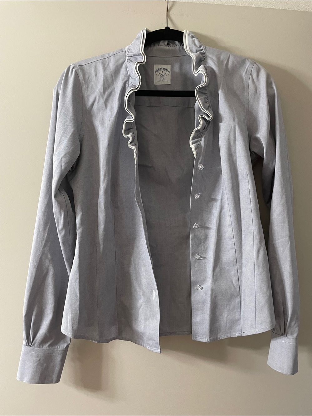 Brooks Brothers Light Blue Ruffled Collar Button-Down Shirt Size 4